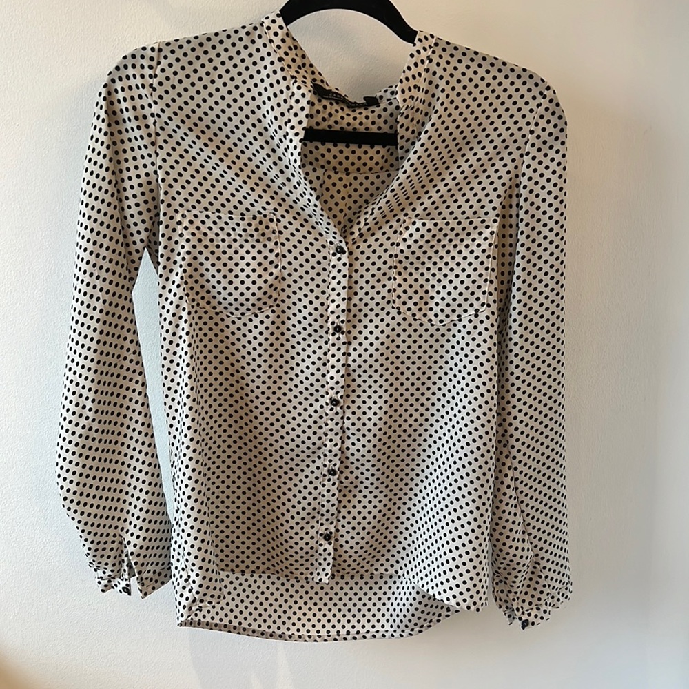 Zara Long Sleeve Polka Dot Blouse - Size Small
